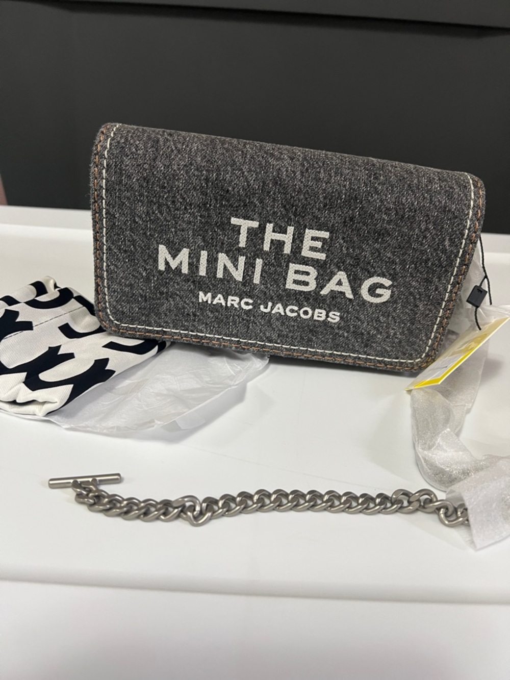 Marc Jacobs Mini Bag in Charcoal Gray with White Logo